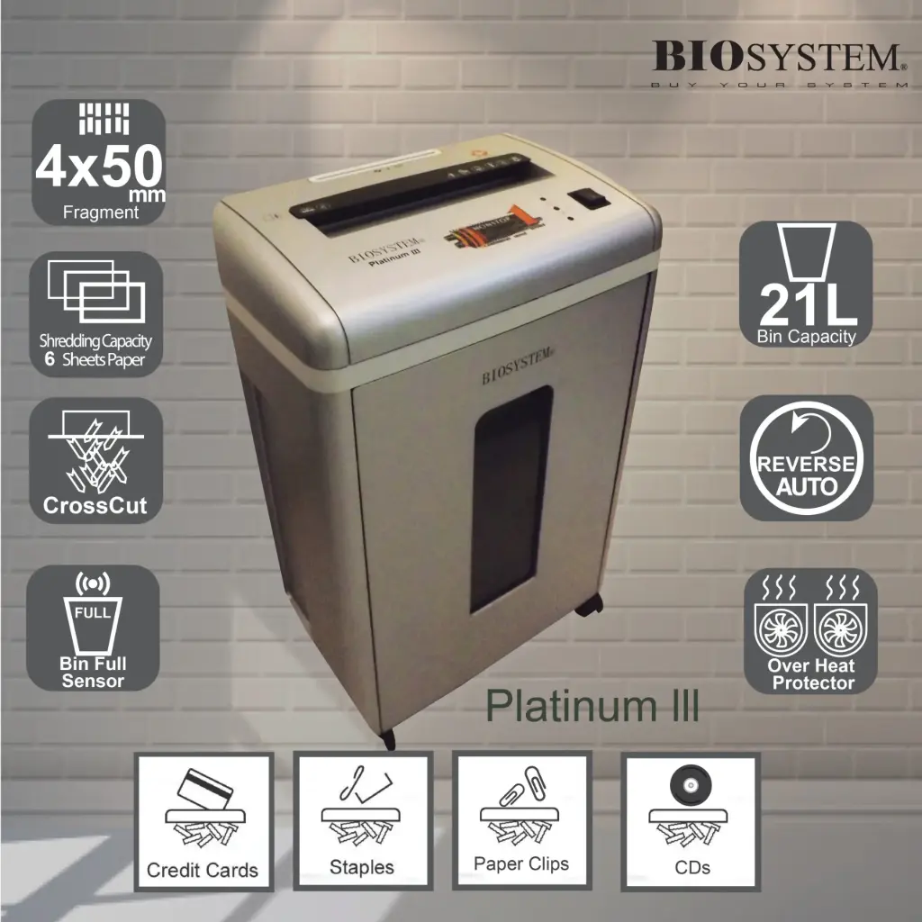 BIOSYSTEM - PAPER SHREDDER Platinum III