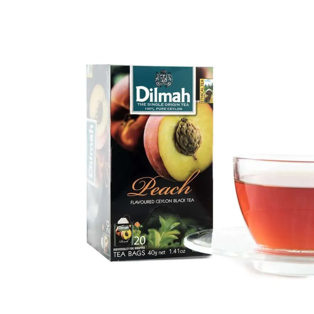 Dilmah Peach Flavoured Tea - 100% Pure Ceylon Black Tea, 20 Tea Bags (40g)