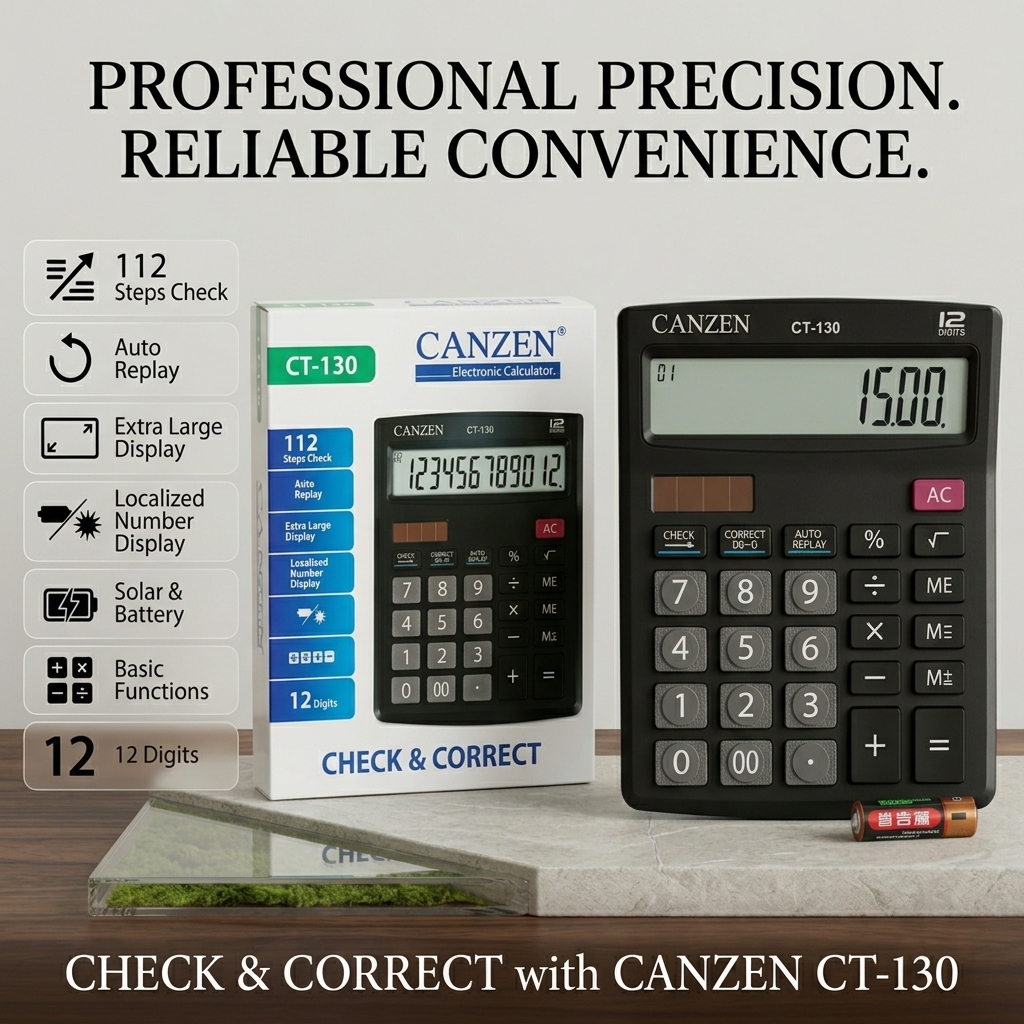 [CAL-BS-00035] CANZEN CT-130 Electronic Desktop Calculator | 12-Digit Precision