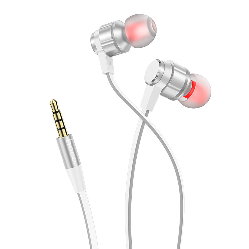 [PROD-1124-HOC-SIL-9G-ALU-M85-WIR] Hoco M85 Platinum Sound Universal Earphone with Mic (Silver)