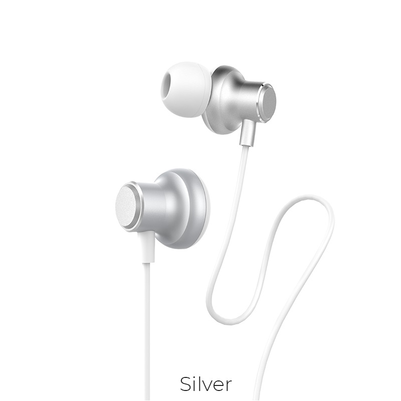 Hoco Wired earphones 3.5mm “M44 Magic sound” with microphone (Silver)