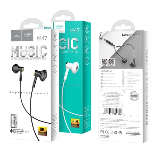 HOCO Wired earphones 3.5mm “M47 Canorous” with mic